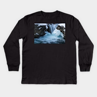 Elbow Falls in the Winter Kids Long Sleeve T-Shirt